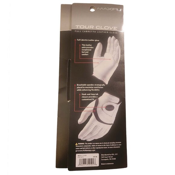 MaxiFli Full Cabretta Leather Tour Golf Men's Right Hand Sz ML New - Picture 3 of 3